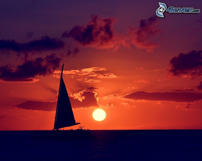 Se va escondiendo el sol Barco-en-el-mar,-puesta-del-sol-204682