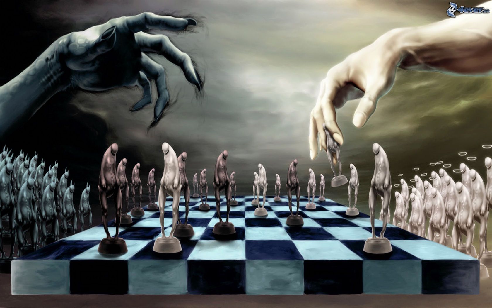 Diablo de llamas con tablero de ajedrez - ajedrez | Pegatina